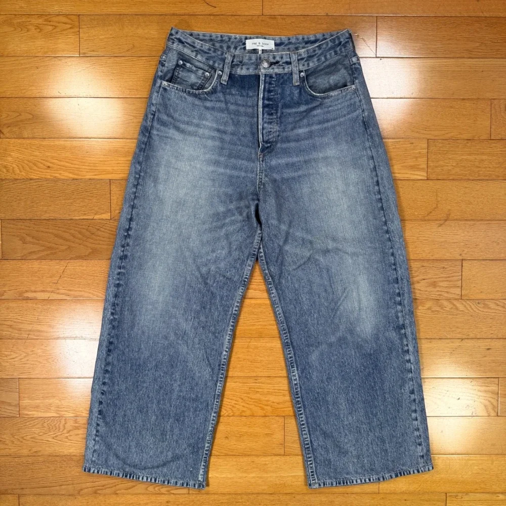 Rag & Bone Womens Miramar Wide-Leg Sweatpant Jeans Pant Blue Light Wash 28 - Picture 4 of 13